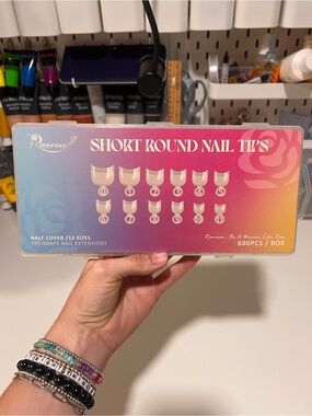Ranrose Short Round Nail Tips - Pink Gradient Box